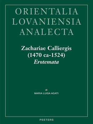 cover image of Zachariae Calliergis (1470 ca-1524) Erotemata